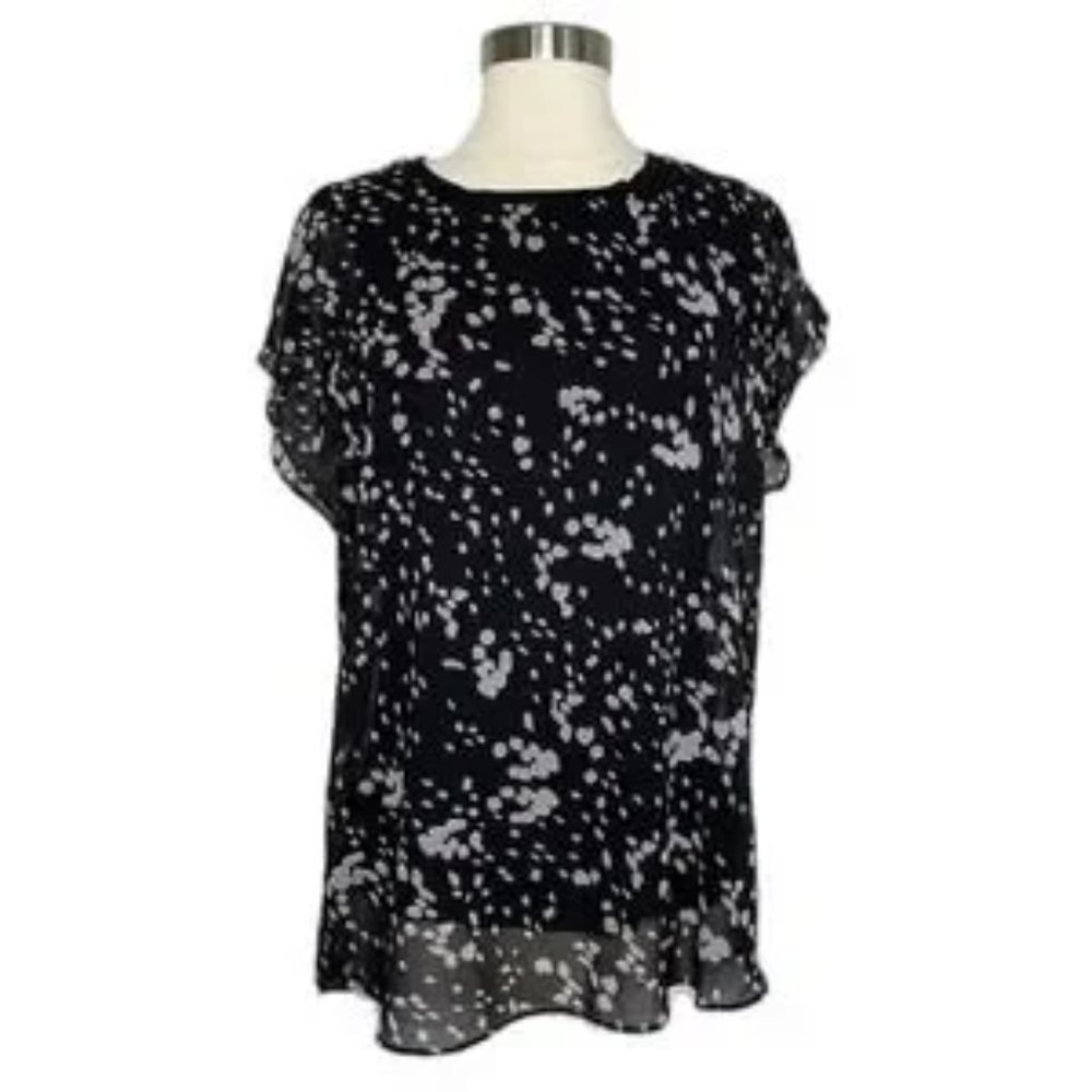 CAbi Style 3597 Cosmos Night Sky Blouse Black Gray Size Large